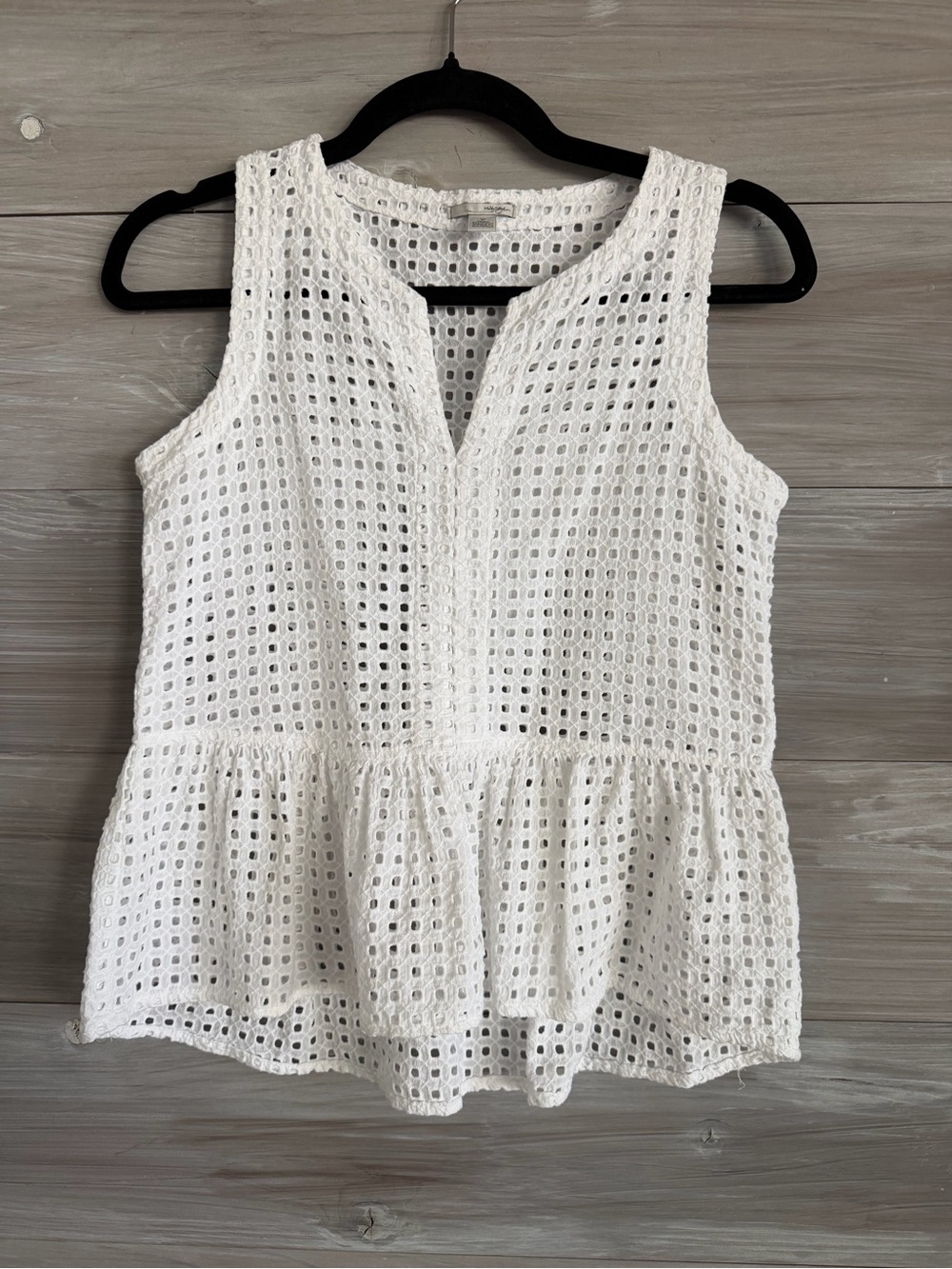 Halogen White Eyelet Peplum Camisole